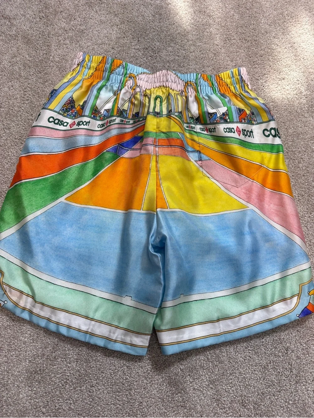Casablanca Tennis Club Casa Sport Silk Game Shorts | Italian Resort Print | XS